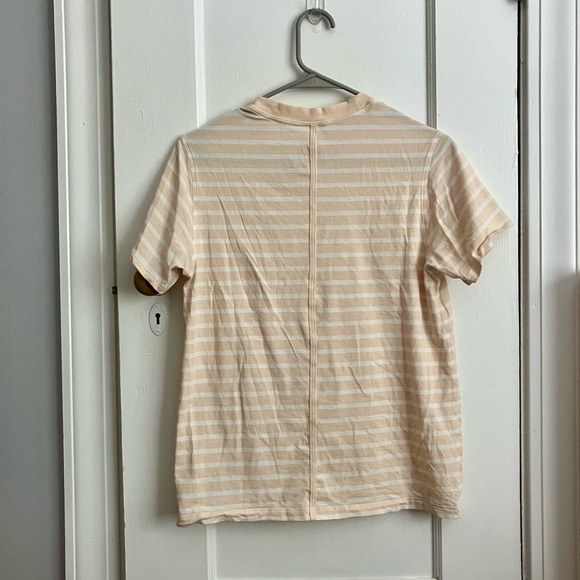 LULULEMON All Yours Tee Beige White Stripe size 2 - Picture 3 of 4